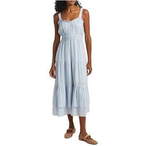 Paige Women's Blue Bell Persimmon Sleeveless Tiered Maxi Dress Size S